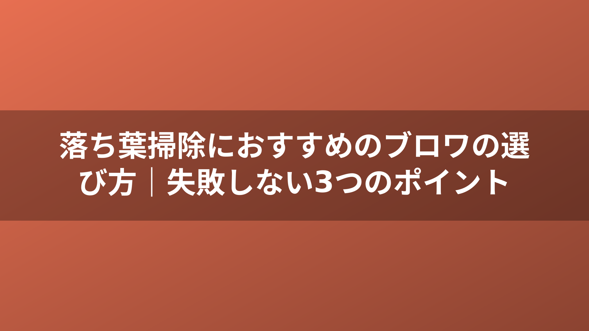 落ち葉掃除におすすめのブロワの選び方｜失敗しない3つのポイント