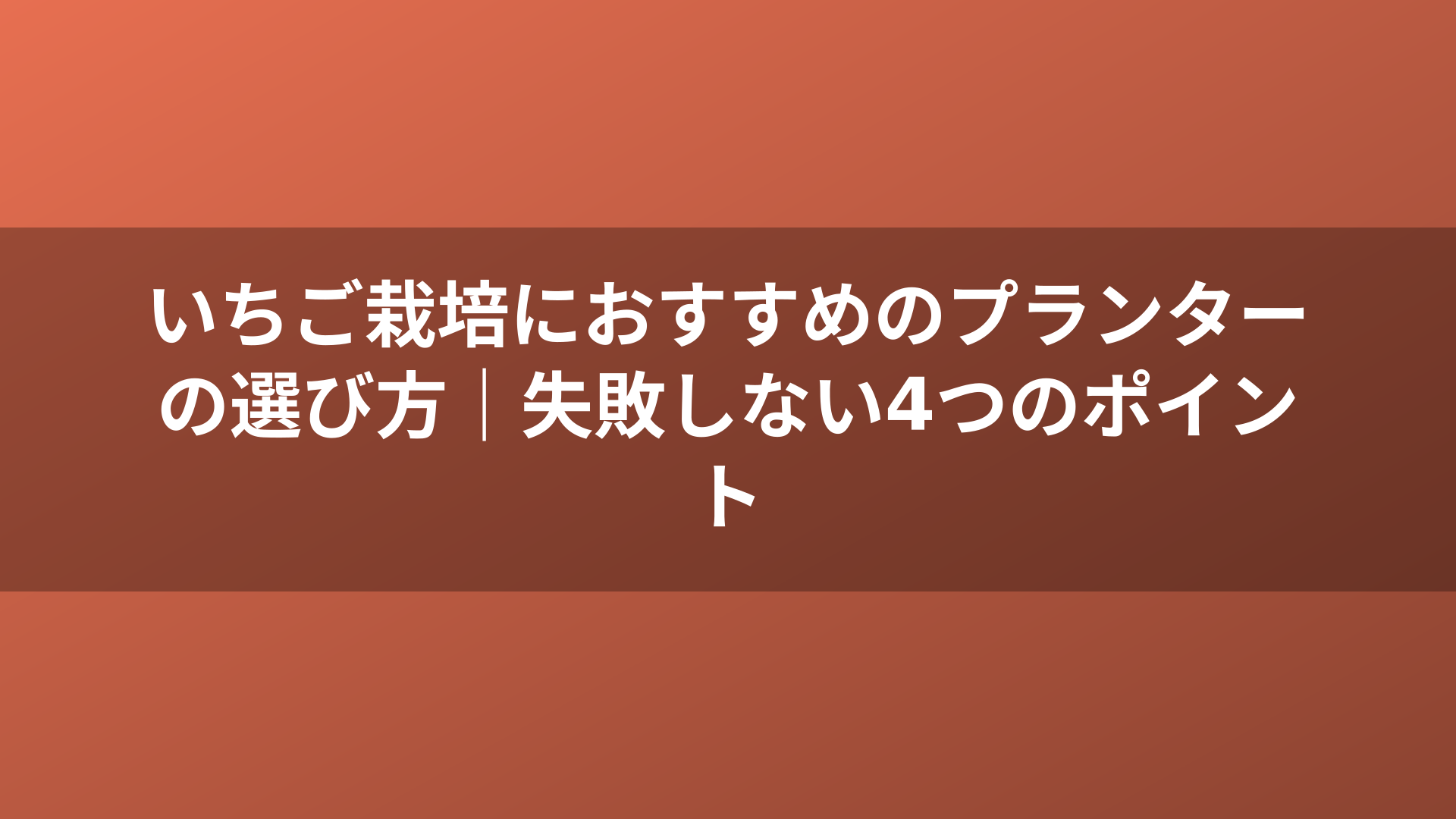 いちご栽培におすすめのプランターの選び方｜失敗しない4つのポイント